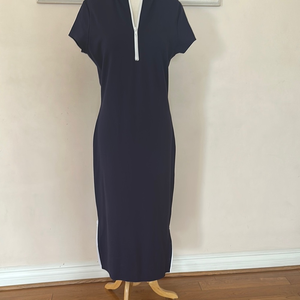 Bebe Blue Midi Dress with White Zipper